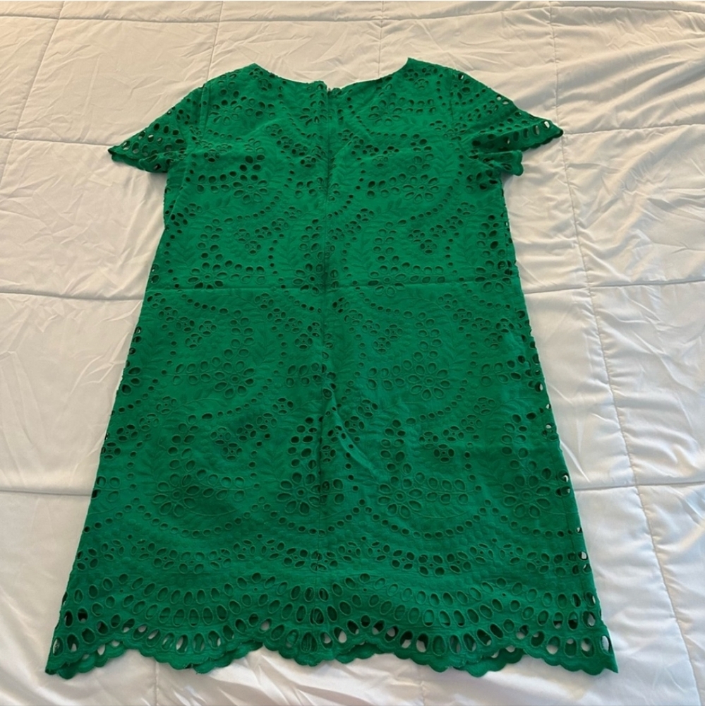 Preston & York Eyelet Lace Scallop Hem Cocktail Dress in Kelly Green Sz 14 - Picture 6 of 6